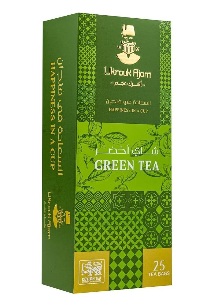 Ukrouk Ajam Pure Ceylon Green Tea - 25 Tea Bags - Image 4